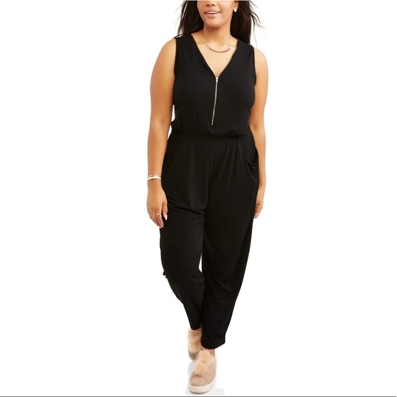 Ambiance Pants - Ambiance Black Zip Up sleeveless Jumpsuit